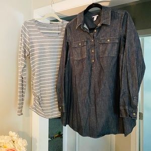 2 Maternity Long Sleeve tops Fit Size Medium (size S & M on tags)